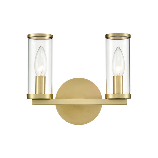Revolve Clear Glass/Natural Brass 2 Lights Wall/Vanity by Alora Lighting | WV309022NBCG | Alora Lighting