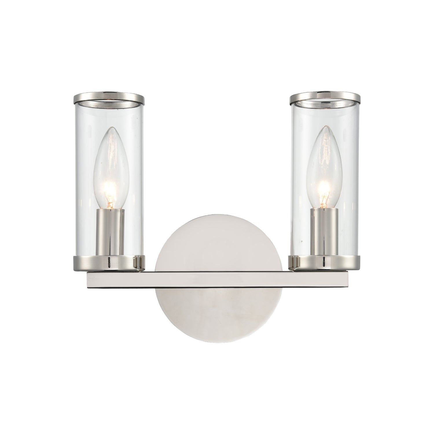 Revolve Clear Glass/Polished Nickel 2 Lights Wall/Vanity by Alora Lighting | WV309022PNCG | Alora Lighting