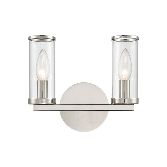Revolve Clear Glass/Polished Nickel 2 Lights Wall/Vanity by Alora Lighting | WV309022PNCG | Alora Lighting