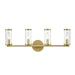 Revolve Clear Glass/Natural Brass 4 Lights Wall/Vanity by Alora Lighting | WV309044NBCG | Alora Lighting