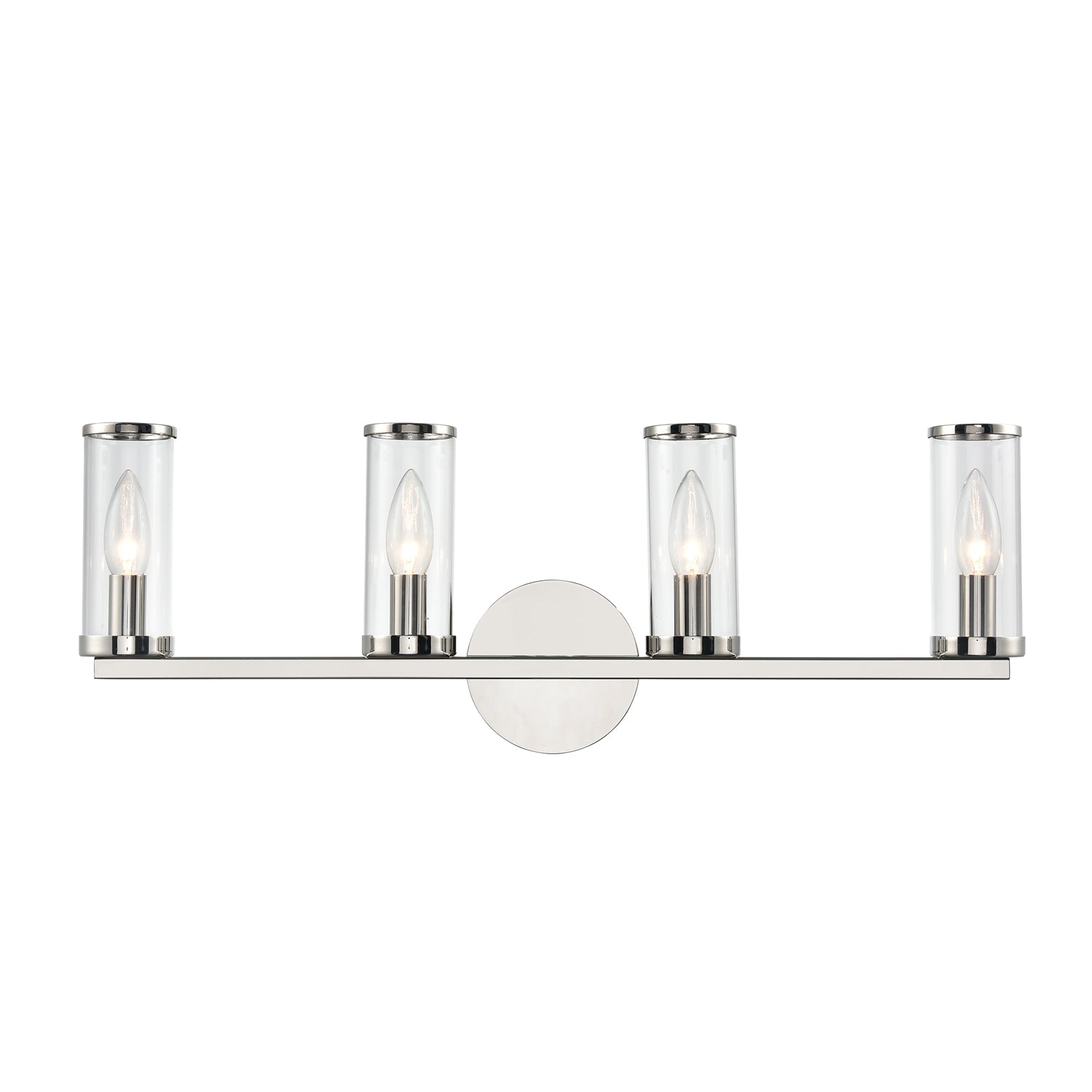 Revolve Clear Glass/Polished Nickel 4 Lights Wall/Vanity by Alora Lighting | WV309044PNCG | Alora Lighting