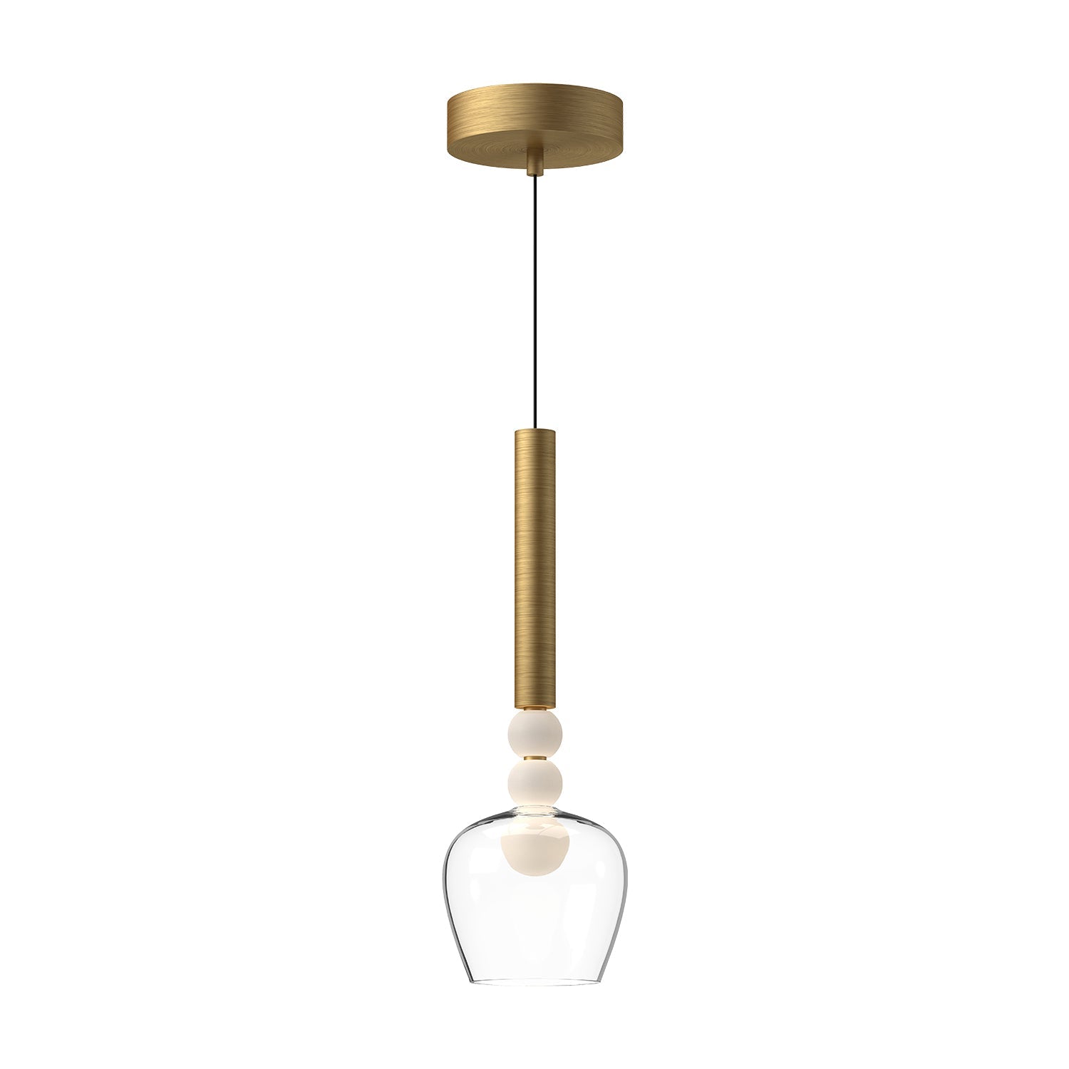 Rise LED Pendant in Brushed Gold/Clear Finish | Kuzco Lighting