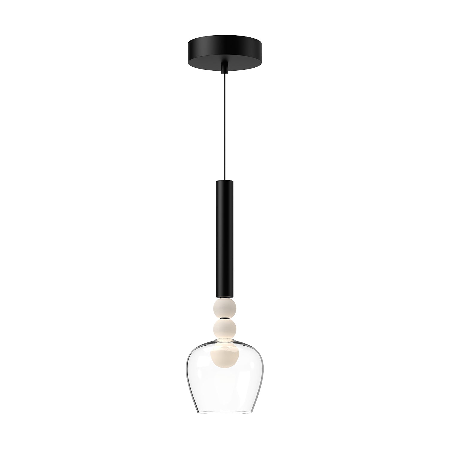 Rise LED Pendant in Black/Clear Finish | Kuzco Lighting