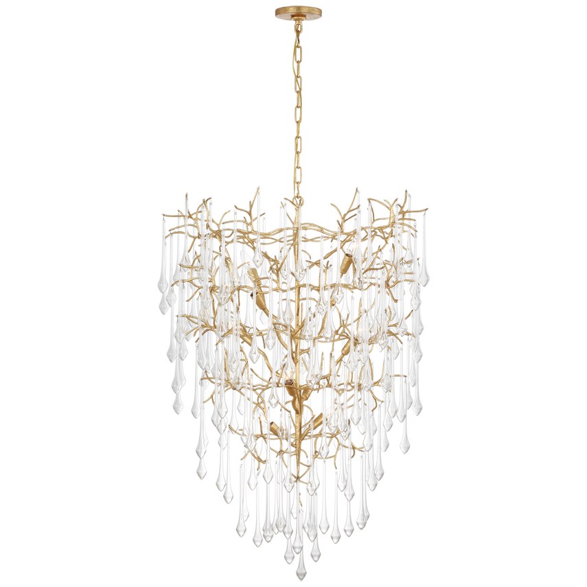 Rayne 34" Entry Chandelier Gilded Iron Finish