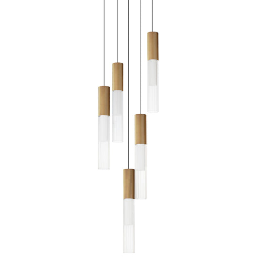 Reeds 5 Light LED Pendant - Gold Finish