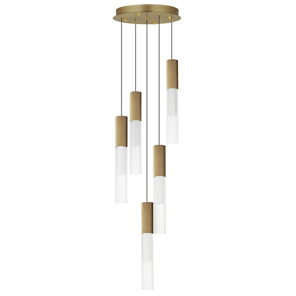 Reeds 5 Light LED Pendant - Gold Finish