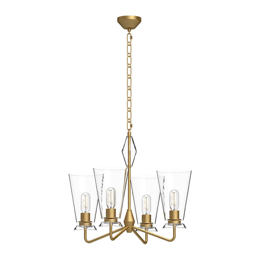 Salem 23-in Brushed Gold/Clear Glass 4 Lights Chandelier by Alora Lighting | CH570423BGCL | Alora Lighting