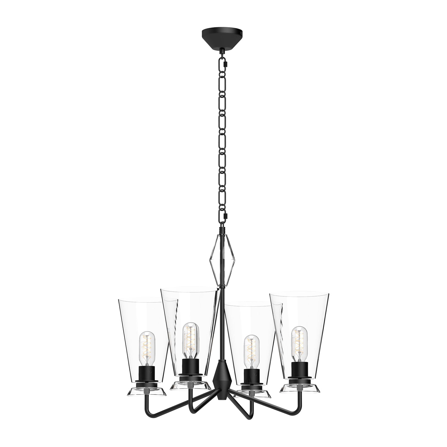 Salem 23-in Clear Glass/Matte Black 4 Lights Chandelier by Alora Lighting | CH570423MBCL | Alora Lighting