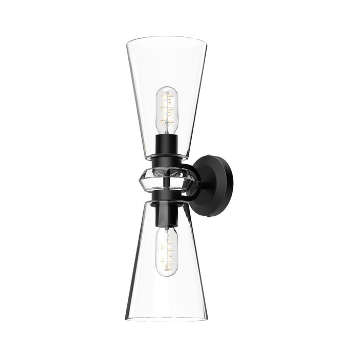 Salem 6-in Clear Glass/Matte Black 2 Lights Wall/Vanity by Alora Lighting | WV570221MBCL | Alora Lighting