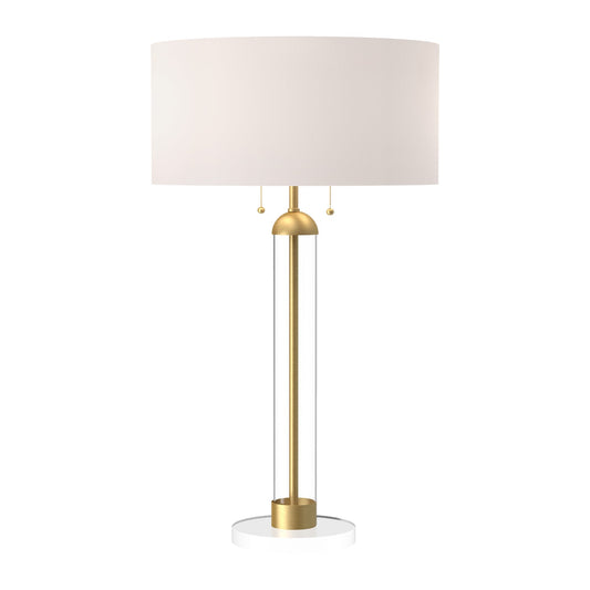 Sasha 18-in Brushed Gold/White Linen 2 Lights Table Lamp by Alora Lighting | TL567218BGWL | Alora Lighting