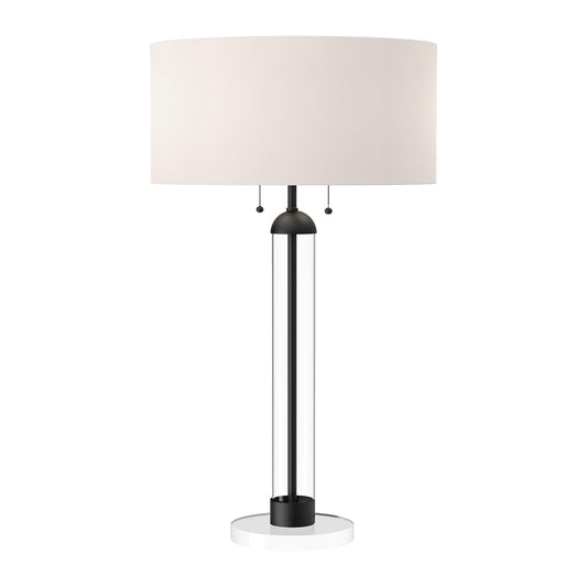 Sasha 18-in Matte Black/White Linen 2 Lights Table Lamp by Alora Lighting | TL567218MBWL | Alora Lighting