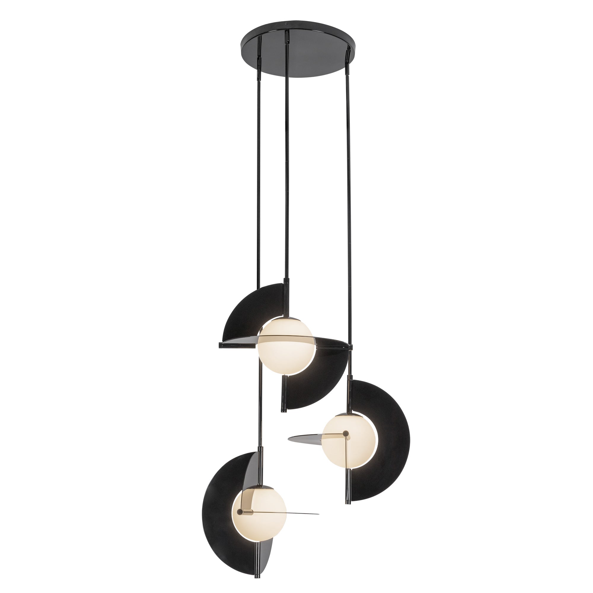 Scorpio LED Chandelier in Glossy Black/Opal Glass Finish | Kuzco Lighting