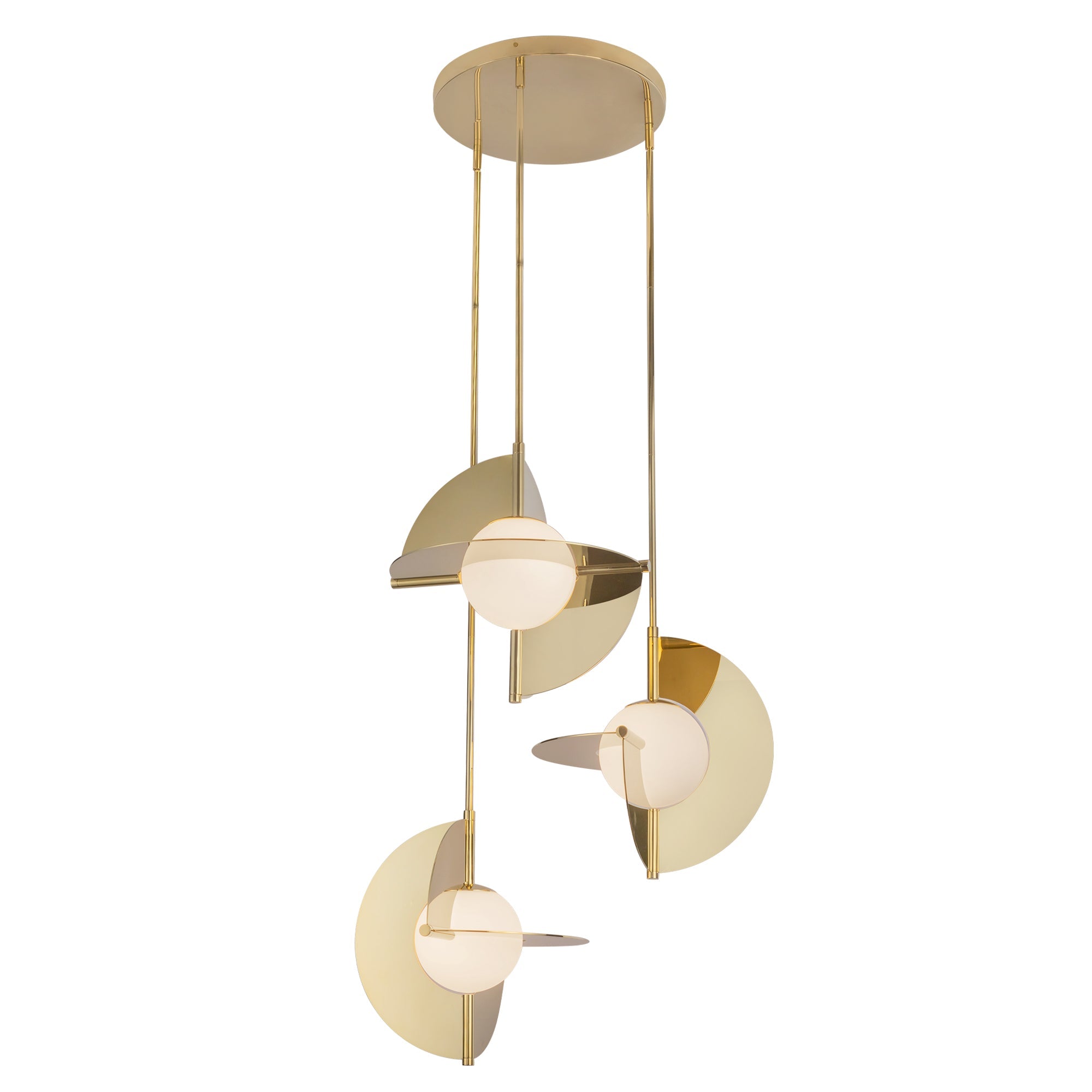Scorpio LED Chandelier in Metallic Brass/Opal Glass Finish | Kuzco Lighting