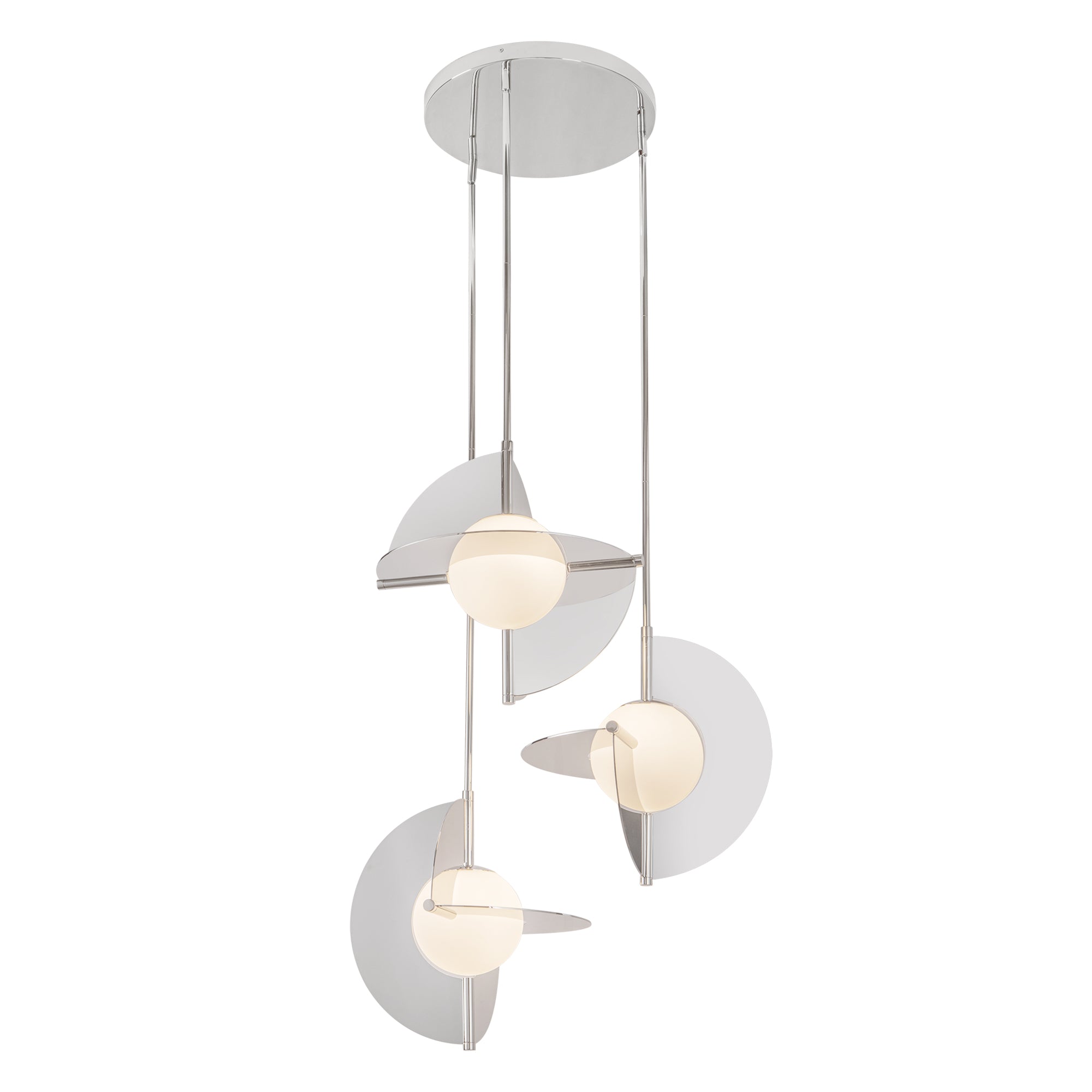 Scorpio LED Chandelier in Polished Nickel/Opal Glass Finish | Kuzco Lighting