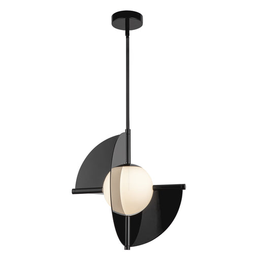 Scorpio LED Pendant in Glossy Black/Opal Glass Finish | Kuzco Lighting