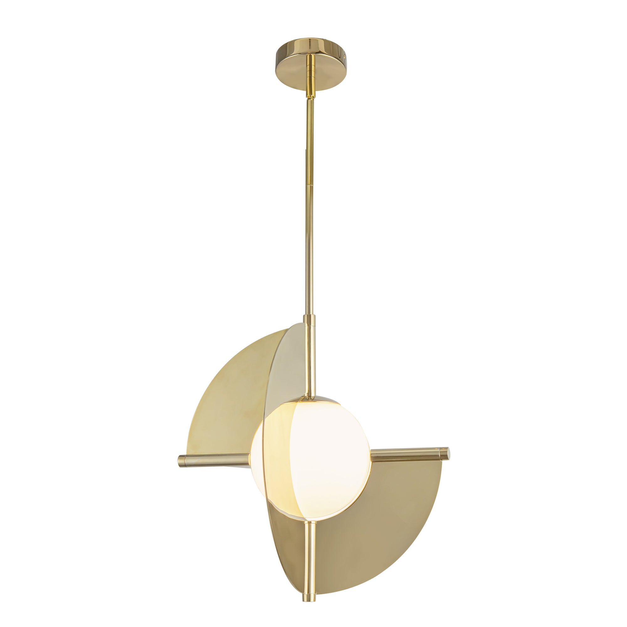 Scorpio LED Pendant in Metallic Brass/Opal Glass Finish | Kuzco Lighting
