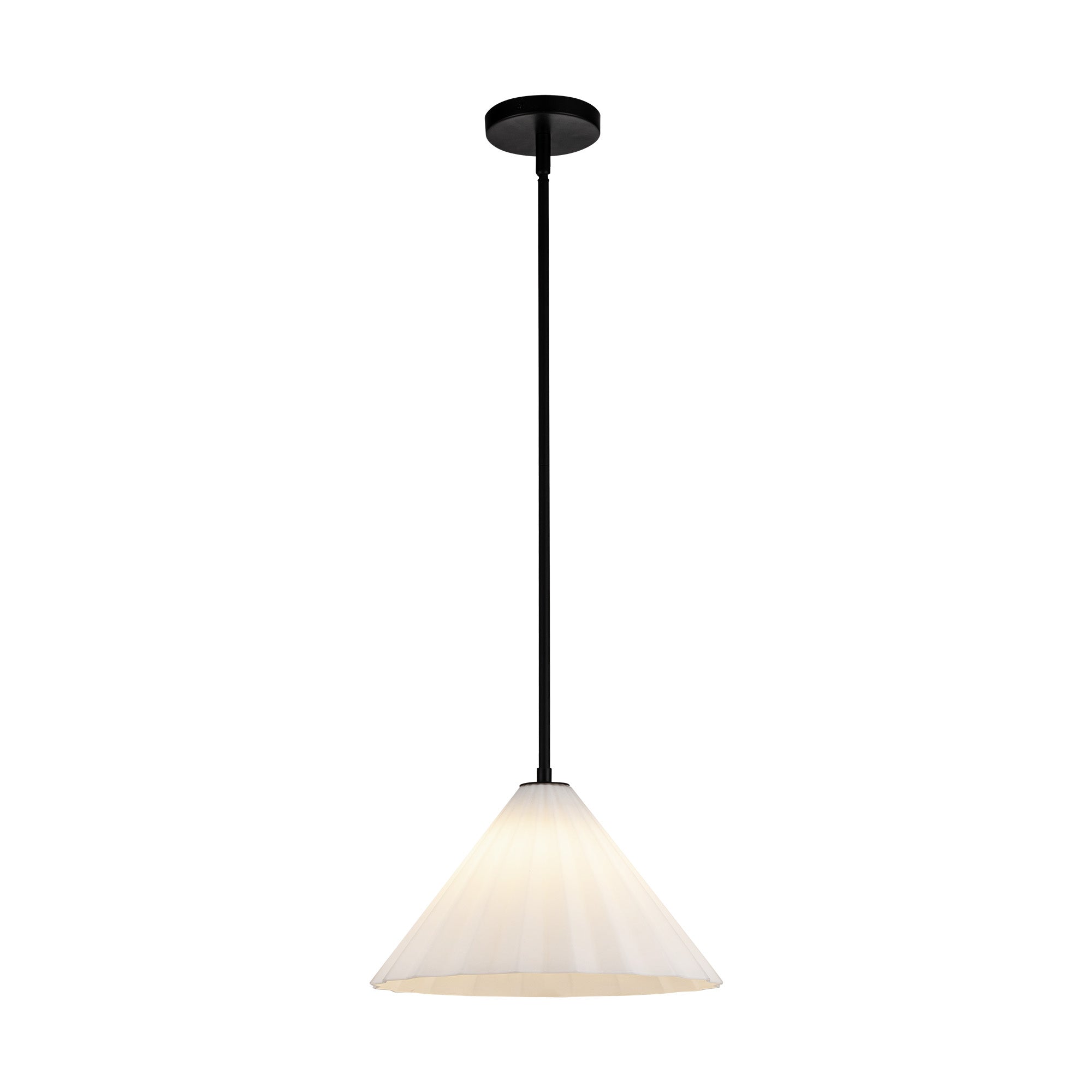 Serena 14-in Matte Black/Opal Glass 1 Light Pendant by Alora Lighting | PD451814MBOP | Alora Lighting