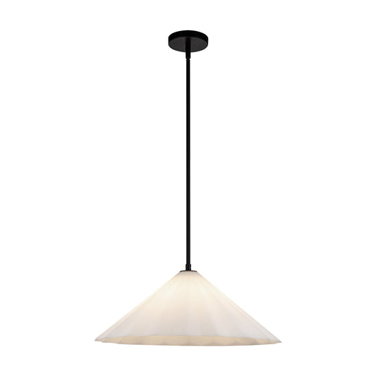 Serena 20-in Matte Black/Opal Glass 1 Light Pendant by Alora Lighting | PD451820MBOP | Alora Lighting