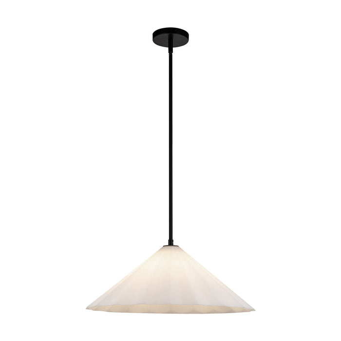 Serena 20-in Matte Black/Opal Glass 1 Light Pendant by Alora Lighting | PD451820MBOP | Alora Lighting