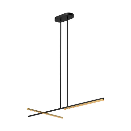 Shift LED Linear Pendant in Black/Brushed Gold Finish | Kuzco Lighting