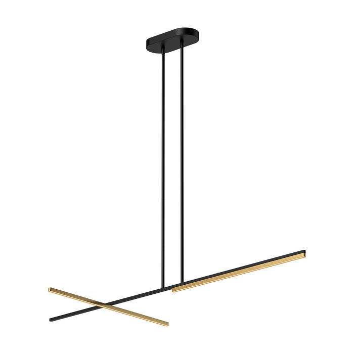 Shift LED Linear Pendant in Black/Brushed Gold Finish | Kuzco Lighting