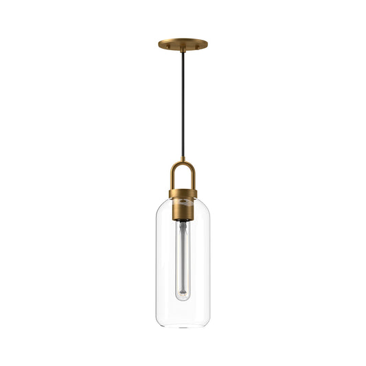Soji 5-in Aged Gold/Clear Glass 1 Light Pendant by Alora Lighting | PD401505AGCL | Alora Lighting