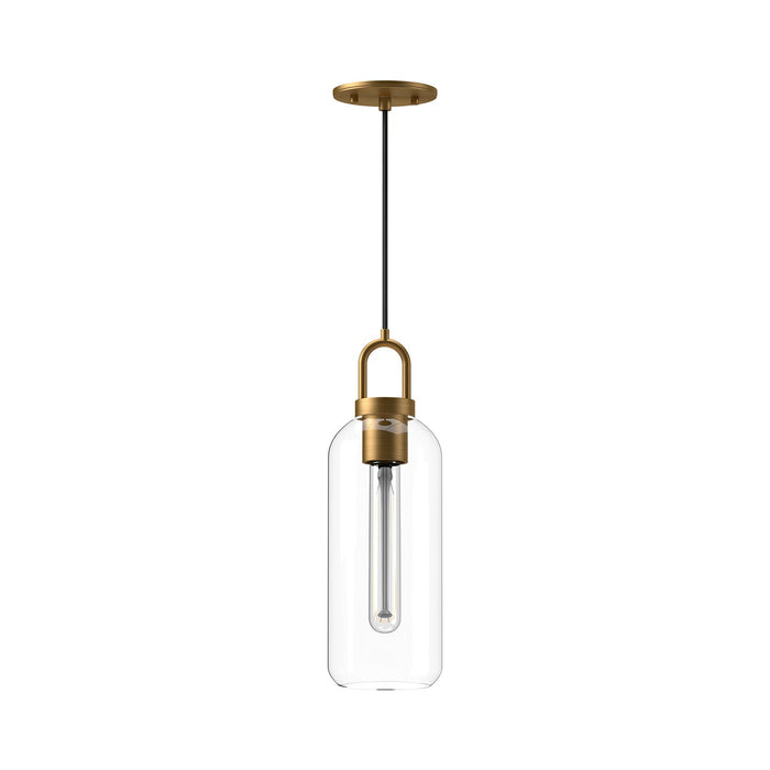Soji 5-in Aged Gold/Clear Glass 1 Light Pendant by Alora Lighting | PD401505AGCL | Alora Lighting