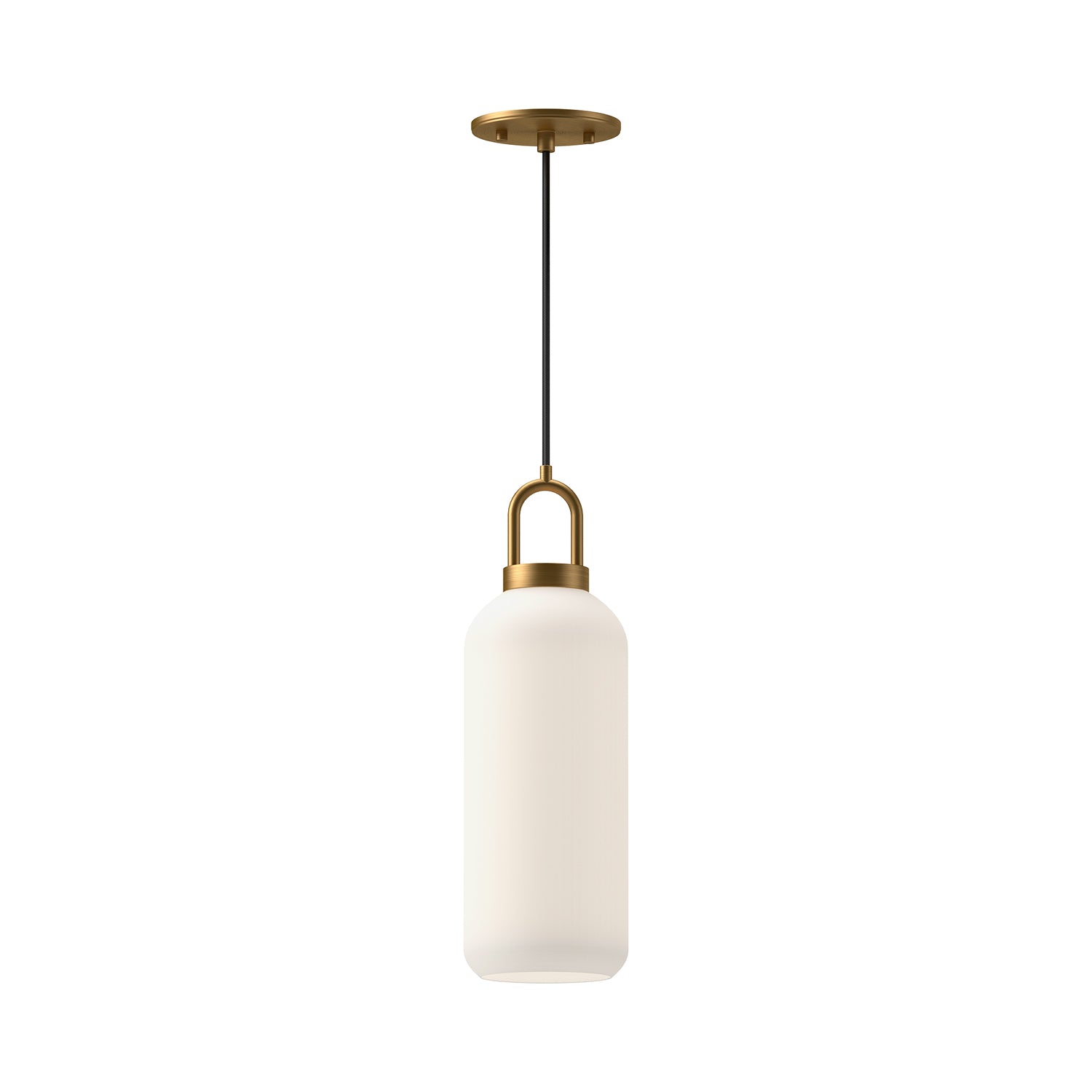 Soji 5-in Aged Gold/Opal Matte Glass 1 Light Pendant by Alora Lighting | PD401505AGOP | Alora Lighting
