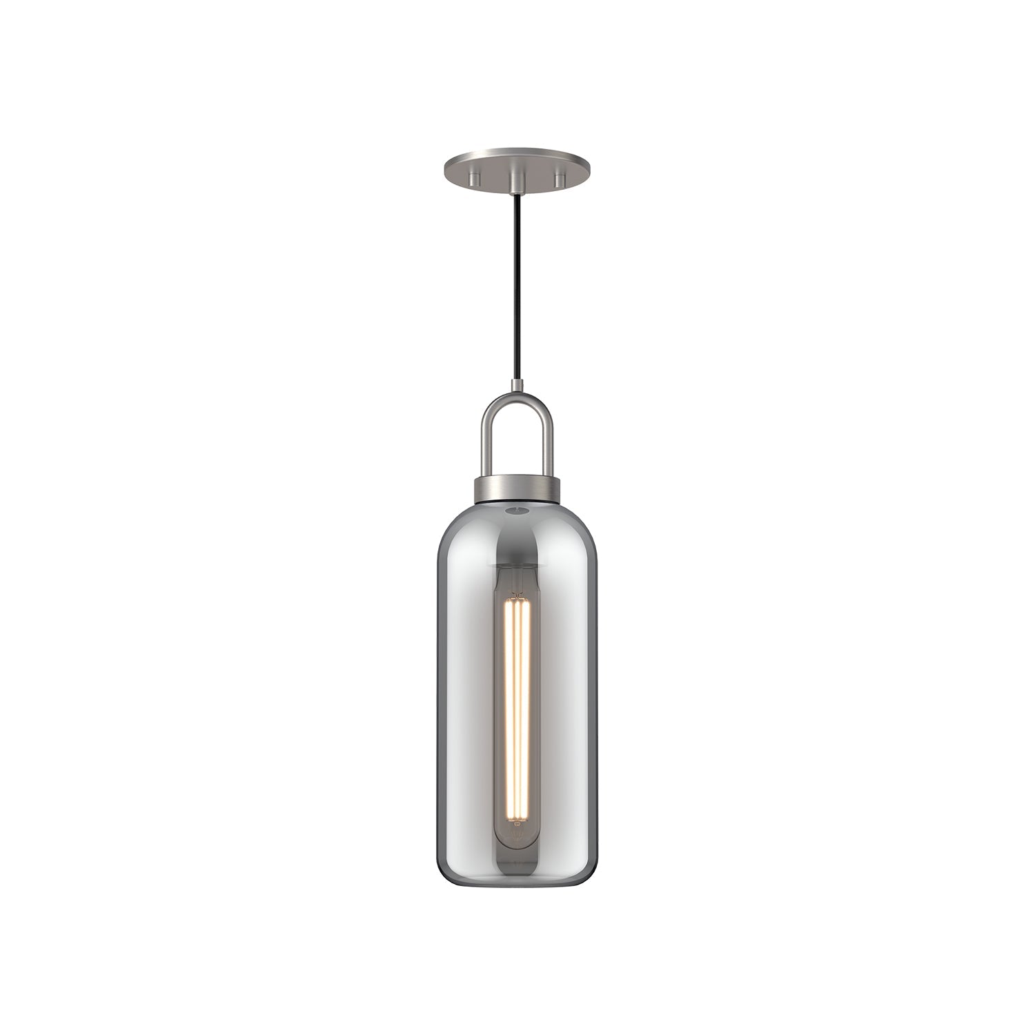 Soji 5-in Brushed Nickel/Smoked Solid Glass 1 Light Pendant by Alora Lighting | PD401505BNSM | Alora Lighting