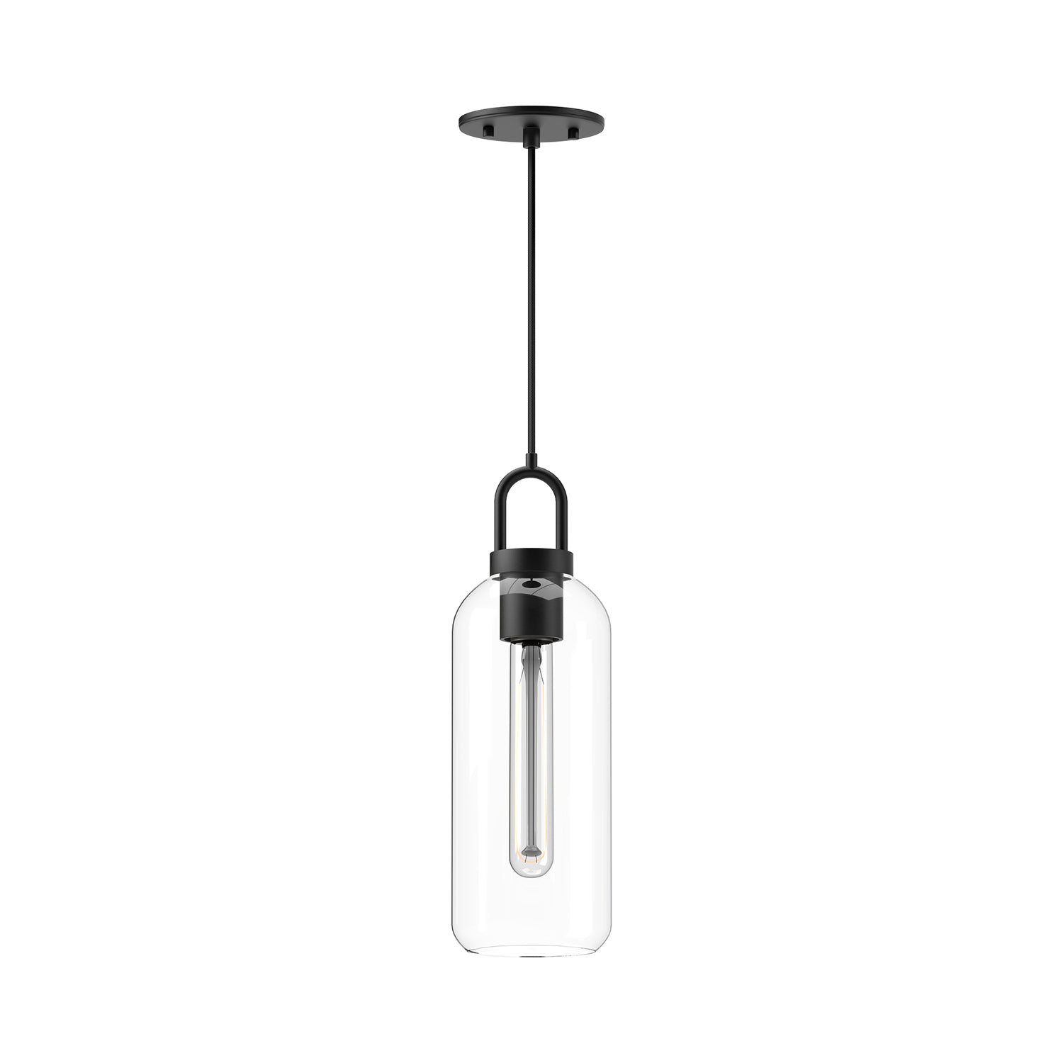 Soji 5-in Clear Glass/Matte Black 1 Light Pendant by Alora Lighting | PD401505MBCL | Alora Lighting