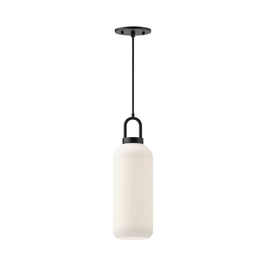 Soji 5-in Matte Black/Opal Matte Glass 1 Light Pendant by Alora Lighting | PD401505MBOP | Alora Lighting