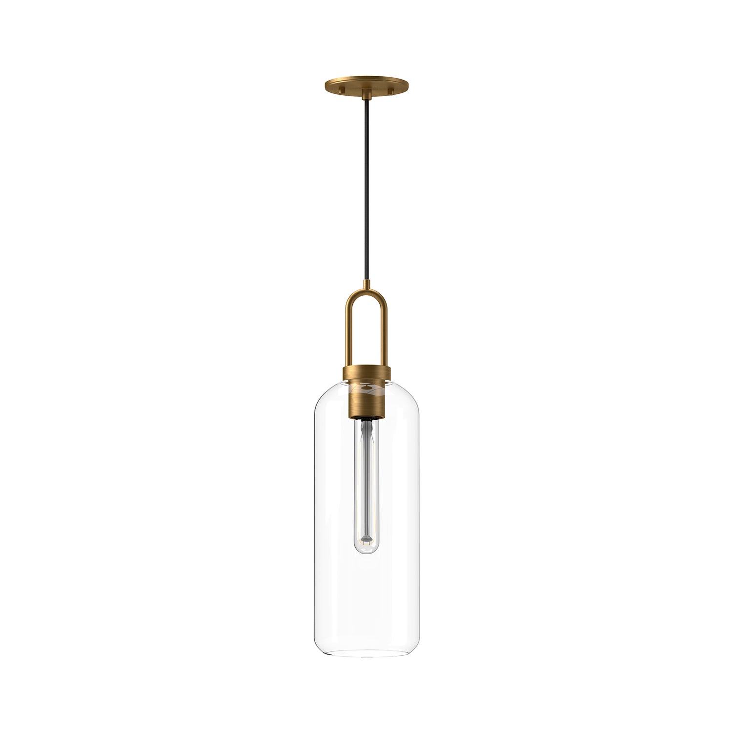 Soji 6-in Aged Gold/Clear Glass 1 Light Pendant by Alora Lighting | PD401606AGCL | Alora Lighting