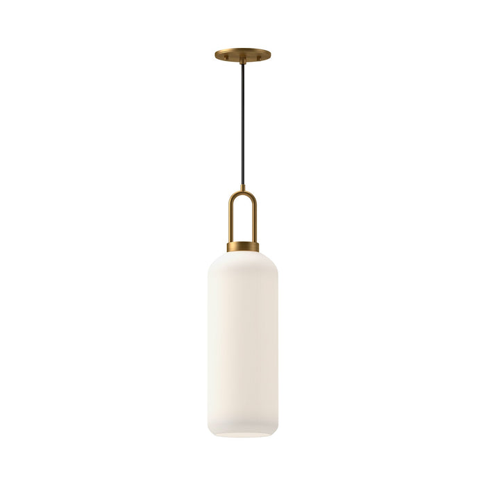 Soji 6-in Aged Gold/Opal Matte Glass 1 Light Pendant by Alora Lighting | PD401606AGOP | Alora Lighting