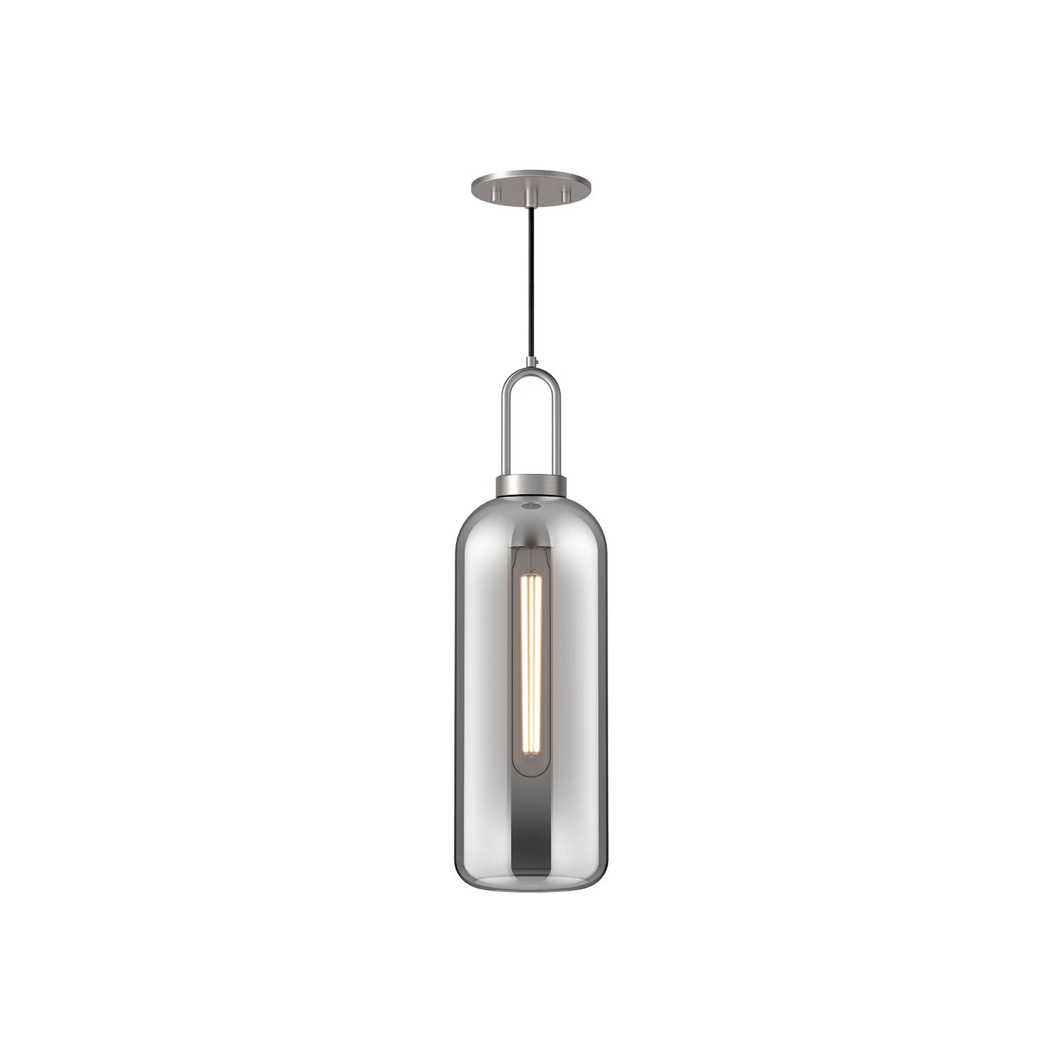 Soji 6-in Brushed Nickel/Smoked Solid Glass 1 Light Pendant by Alora Lighting | PD401606BNSM | Alora Lighting