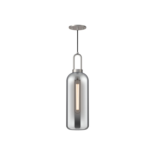 Soji 6-in Brushed Nickel/Smoked Solid Glass 1 Light Pendant by Alora Lighting | PD401606BNSM | Alora Lighting