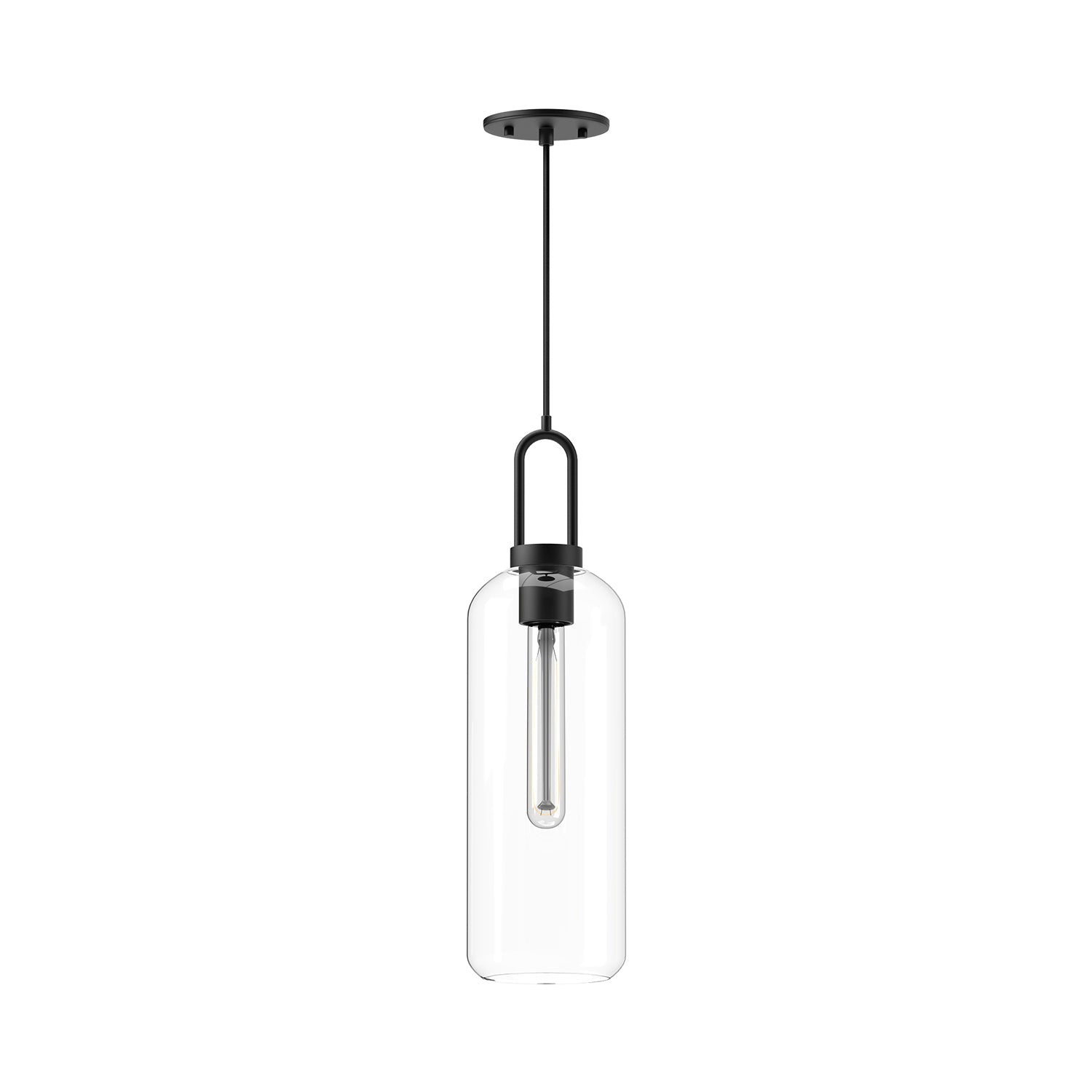 Soji 6-in Clear Glass/Matte Black 1 Light Pendant by Alora Lighting | PD401606MBCL | Alora Lighting