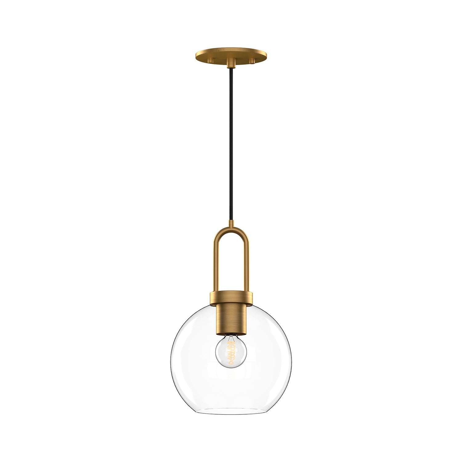 Soji 8-in Aged Gold/Clear Glass 1 Light Pendant by Alora Lighting | PD601608AGCL | Alora Lighting