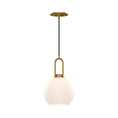 Load image into Gallery viewer, Soji 8-in Aged Gold/Opal Matte Glass 1 Light Pendant by Alora Lighting | PD601608AGOP | Alora Lighting
