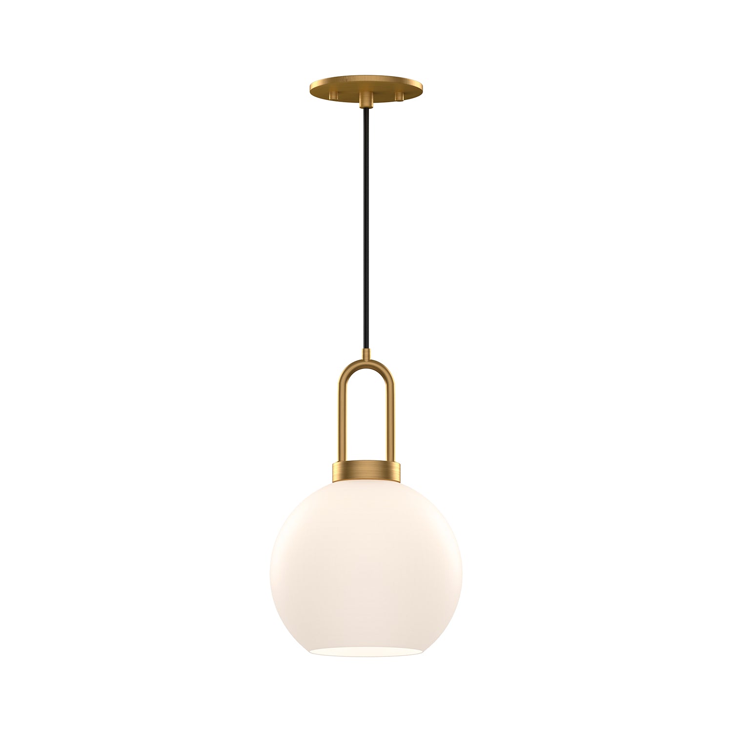 Soji 8-in Aged Gold/Opal Matte Glass 1 Light Pendant by Alora Lighting | PD601608AGOP | Alora Lighting
