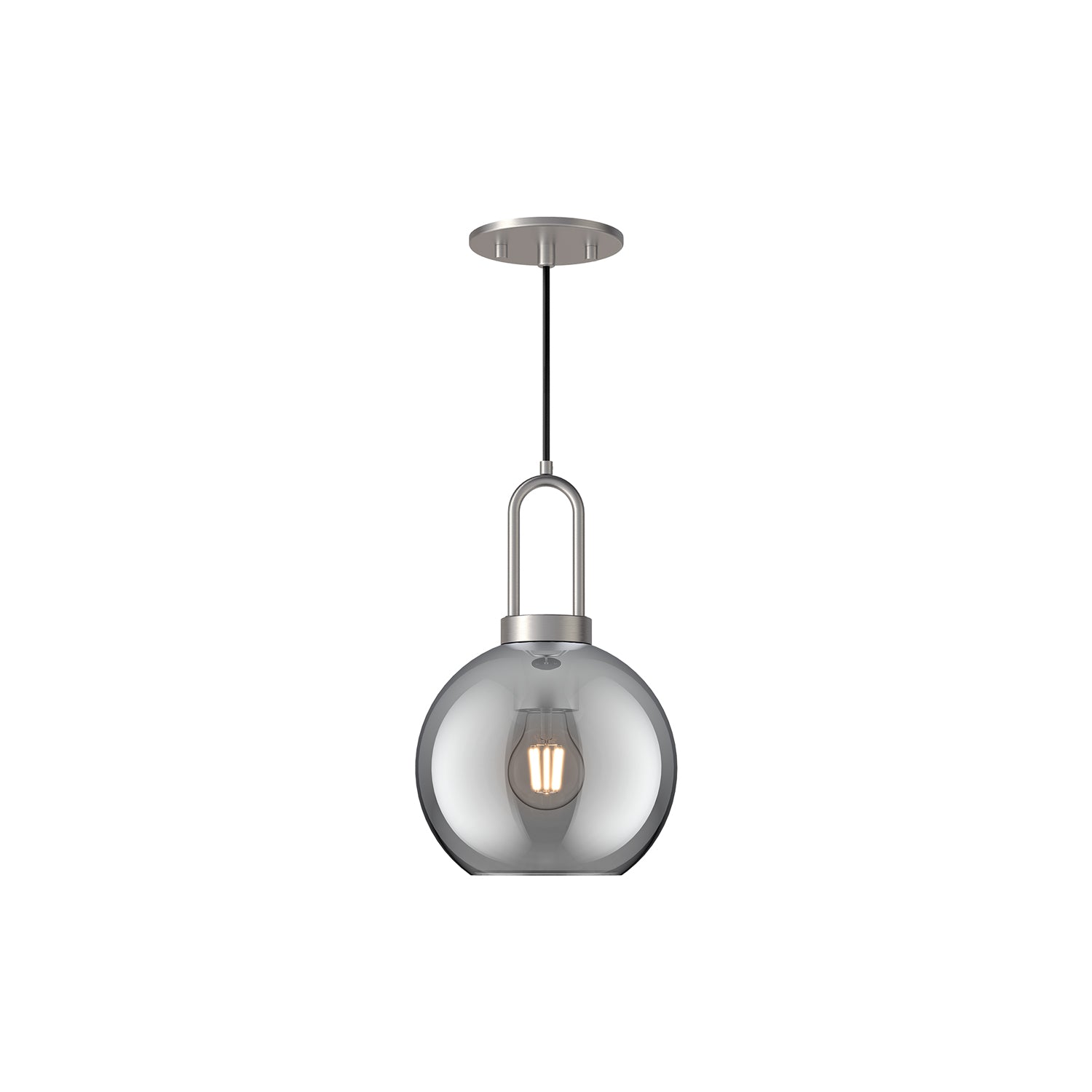 Soji 8-in Brushed Nickel/Smoked Solid Glass 1 Light Pendant by Alora Lighting | PD601608BNSM | Alora Lighting