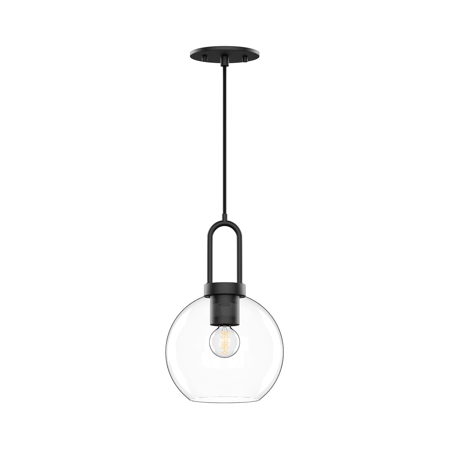 Soji 8-in Clear Glass/Matte Black 1 Light Pendant by Alora Lighting | PD601608MBCL | Alora Lighting