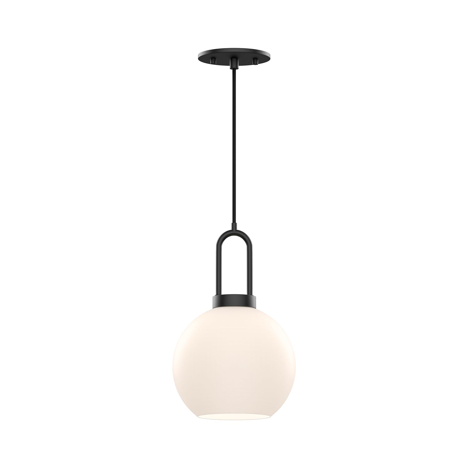 Soji 8-in Matte Black/Opal Matte Glass 1 Light Pendant by Alora Lighting | PD601608MBOP | Alora Lighting