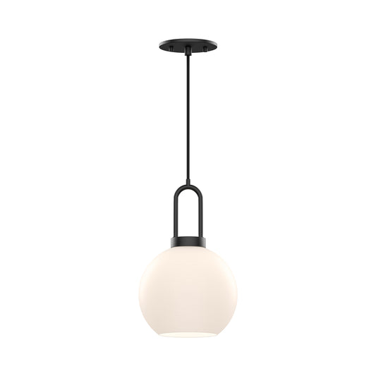Soji 8-in Matte Black/Opal Matte Glass 1 Light Pendant by Alora Lighting | PD601608MBOP | Alora Lighting