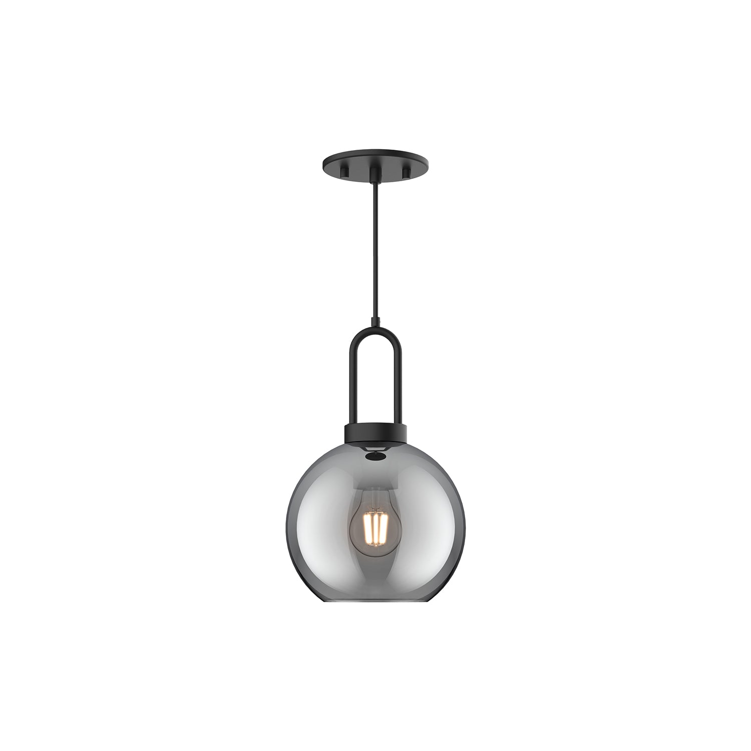 Soji 8-in Matte Black/Smoked Solid Glass 1 Light Pendant by Alora Lighting | PD601608MBSM | Alora Lighting