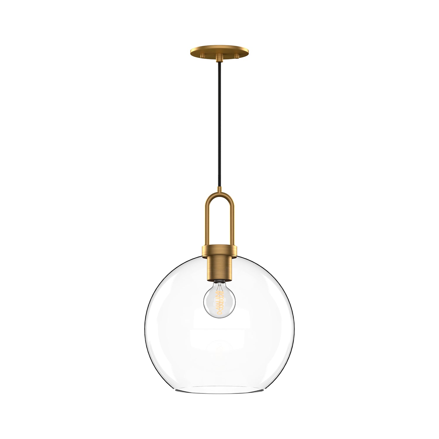 Soji 10-in Aged Gold/Clear Glass 1 Light Pendant by Alora Lighting | PD601710AGCL | Alora Lighting