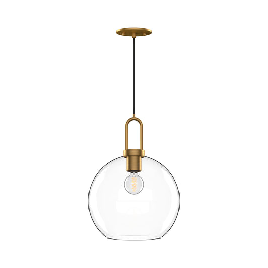 Soji 10-in Aged Gold/Clear Glass 1 Light Pendant by Alora Lighting | PD601710AGCL | Alora Lighting