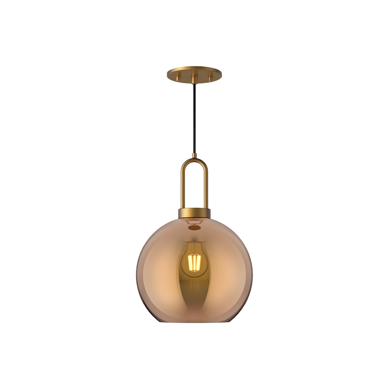 Soji 10-in Aged Gold/Copper Glass 1 Light Pendant by Alora Lighting | PD601710AGCP | Alora Lighting