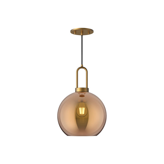 Soji 10-in Aged Gold/Copper Glass 1 Light Pendant by Alora Lighting | PD601710AGCP | Alora Lighting