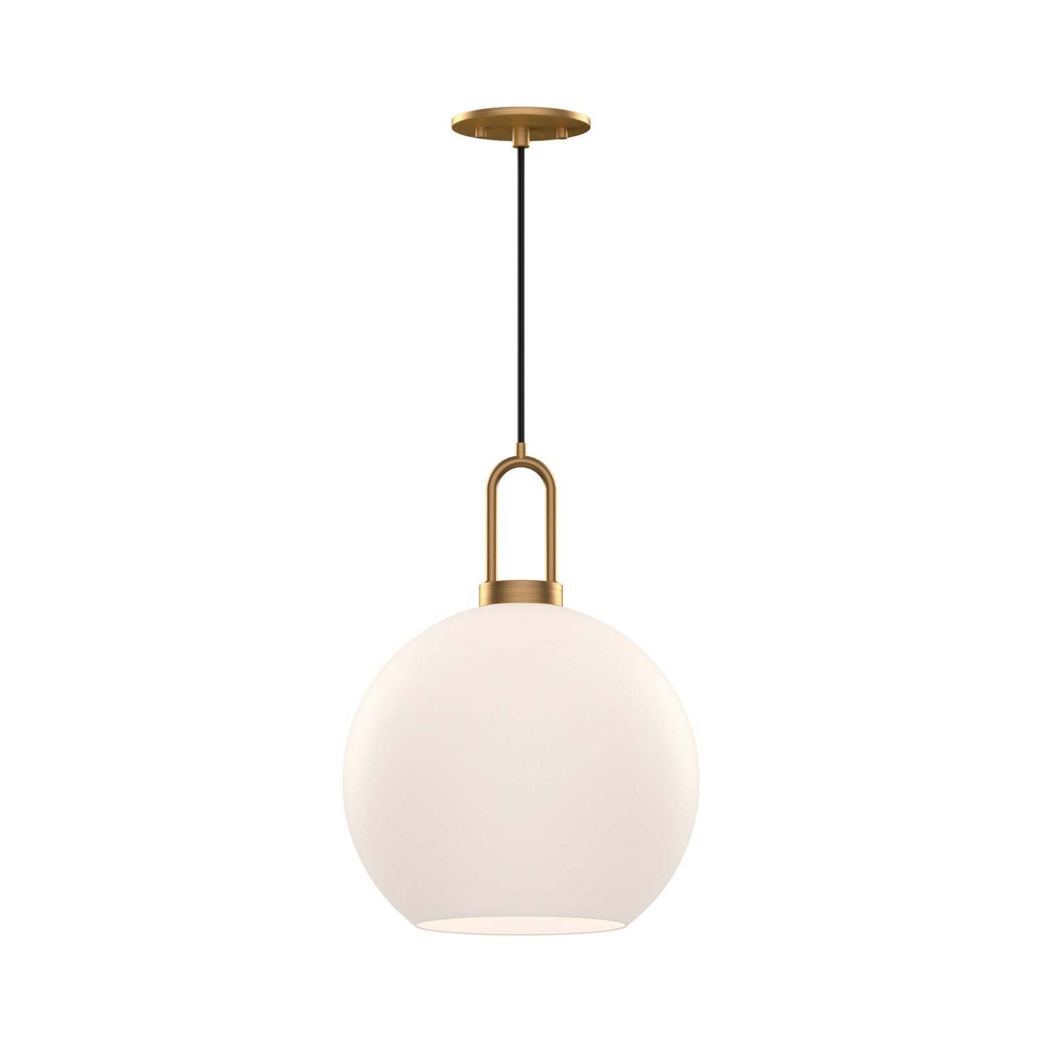 Soji 10-in Aged Gold/Opal Matte Glass 1 Light Pendant by Alora Lighting | PD601710AGOP | Alora Lighting