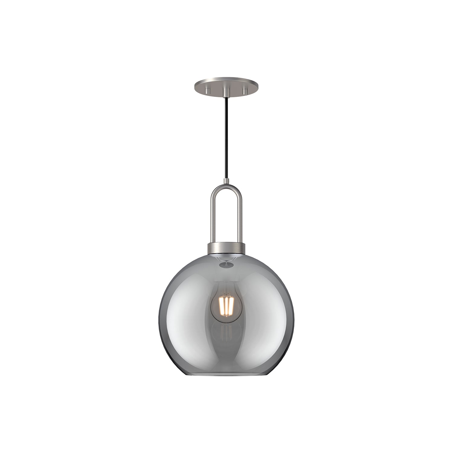 Soji 10-in Brushed Nickel/Smoked Solid Glass 1 Light Pendant by Alora Lighting | PD601710BNSM | Alora Lighting